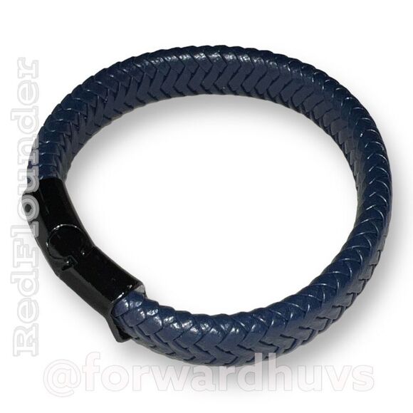 Blue Braided Vegan Leather Bracelet | Magnetic Clasp - Picture 8 of 9